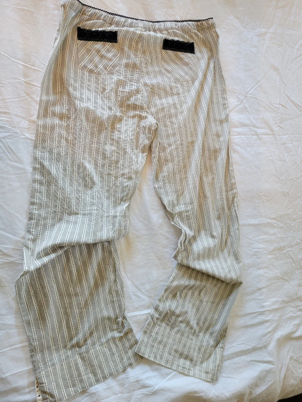 P.J. Salvage Cream & Black Striped Wide Leg Lounge Pants Size L 100% cotton - Picture 8 of 15
